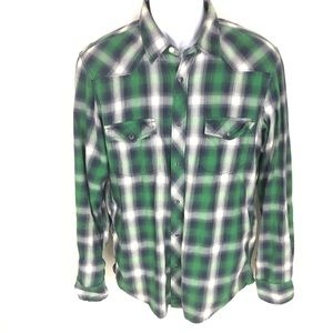 LOGG Green Black Pearl Snap Shirt M